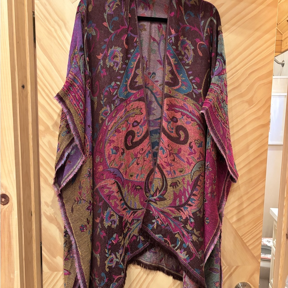 Floral Multicolor viscose Shawl Wrap - Picture 6 of 6